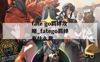 fate go羁绊攻略_fatego羁绊有什么用