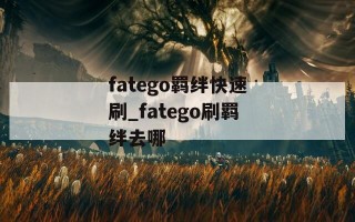 fatego羁绊快速刷_fatego刷羁绊去哪
