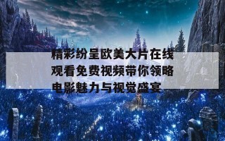 精彩纷呈欧美大片在线观看免费视频带你领略电影魅力与视觉盛宴