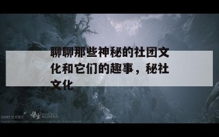 聊聊那些神秘的社团文化和它们的趣事，秘社文化