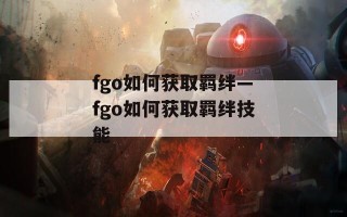 fgo如何获取羁绊—fgo如何获取羁绊技能