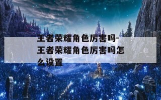 王者荣耀角色厉害吗-王者荣耀角色厉害吗怎么设置