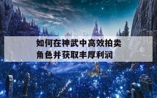 如何在神武中高效拍卖角色并获取丰厚利润