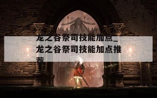 龙之谷祭司技能加点_龙之谷祭司技能加点推荐