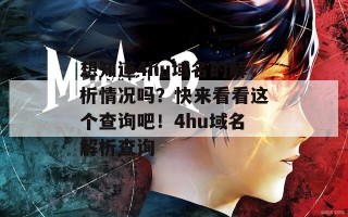 想知道4hu域名的解析情况吗？快来看看这个查询吧！4hu域名解析查询