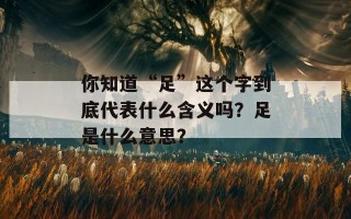 你知道“足”这个字到底代表什么含义吗？足是什么意思？
