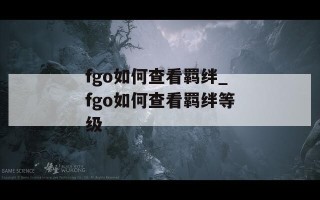 fgo如何查看羁绊_fgo如何查看羁绊等级