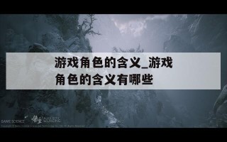 游戏角色的含义_游戏角色的含义有哪些