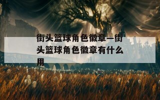 街头篮球角色徽章—街头篮球角色徽章有什么用
