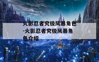 火影忍者究极风暴角色-火影忍者究极风暴角色介绍