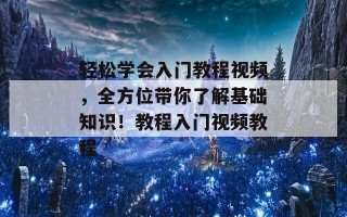 轻松学会入门教程视频，全方位带你了解基础知识！教程入门视频教程